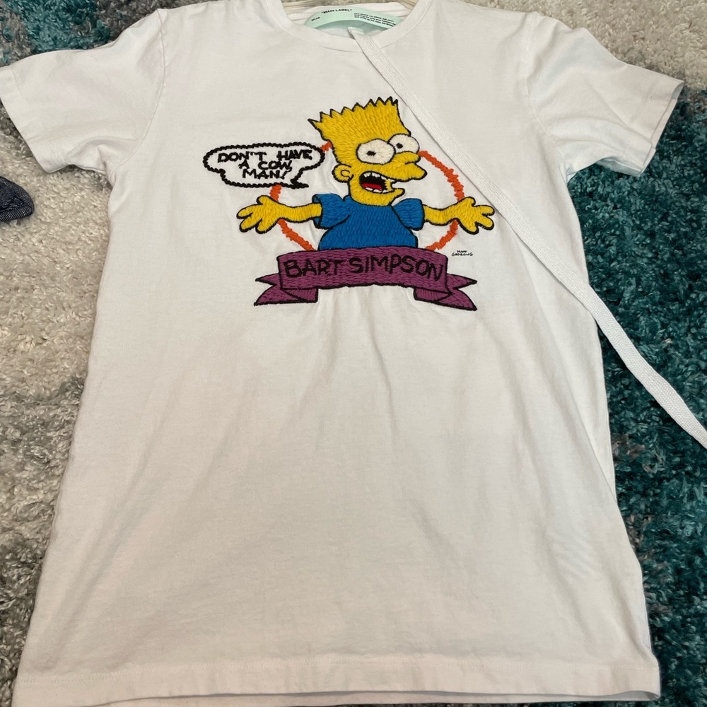 OFF WHITE VIRGIL embroidered Bart Simpson, PREOWNED, XS Tee